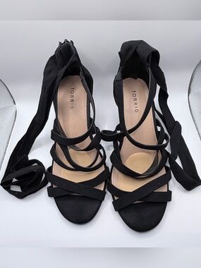 Ankle Wrap Black Cone Heel Sandals from Torrid